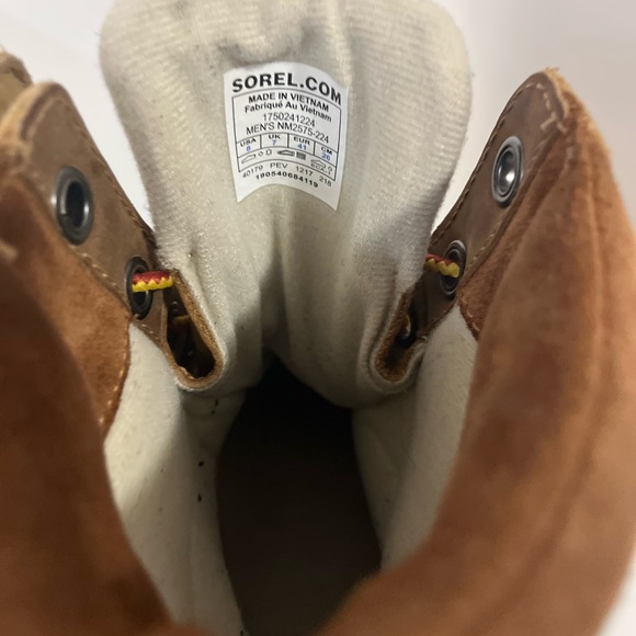 Sorel Tan and Black Natural Rubber Waterproof Boots Men’s USA 8